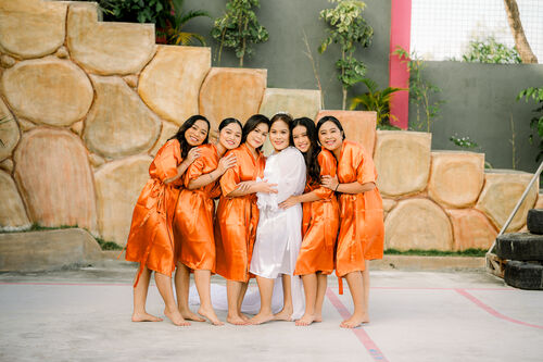 Rust Orange / Burnt Orange Satin Robe - Bridesmaid