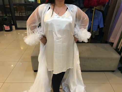 Plus Size Stretchable White Bridal Robe Inner