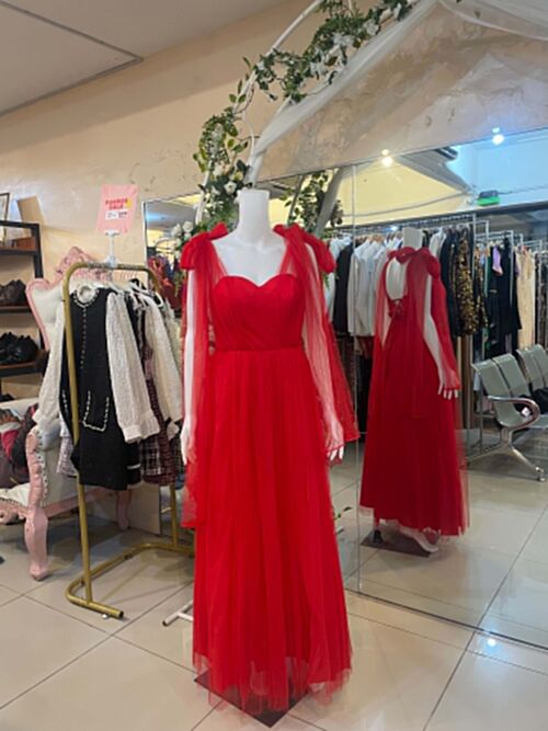 Candy Red Tulle Bridesmaid Dress #9
