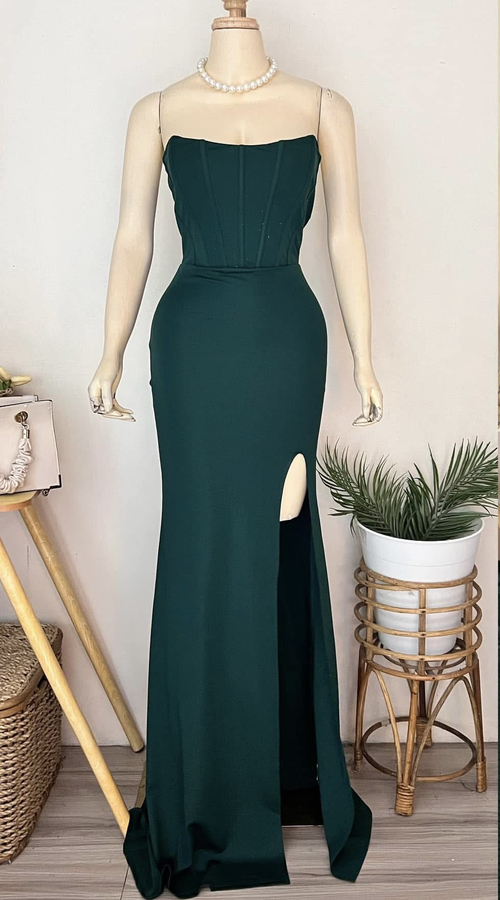 Green Corset Tube Gown 