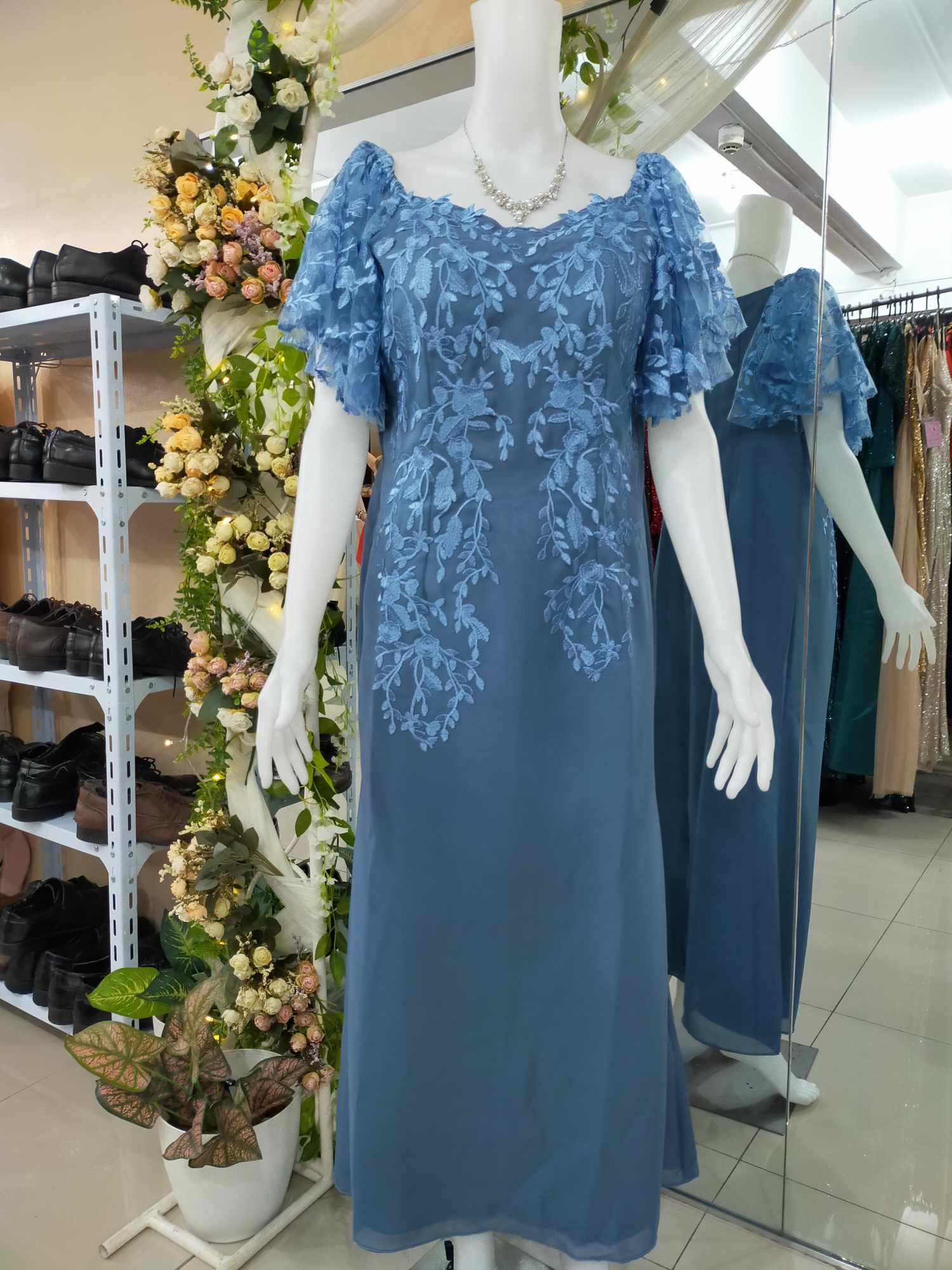 Dusty Blue Mother Dress Gown