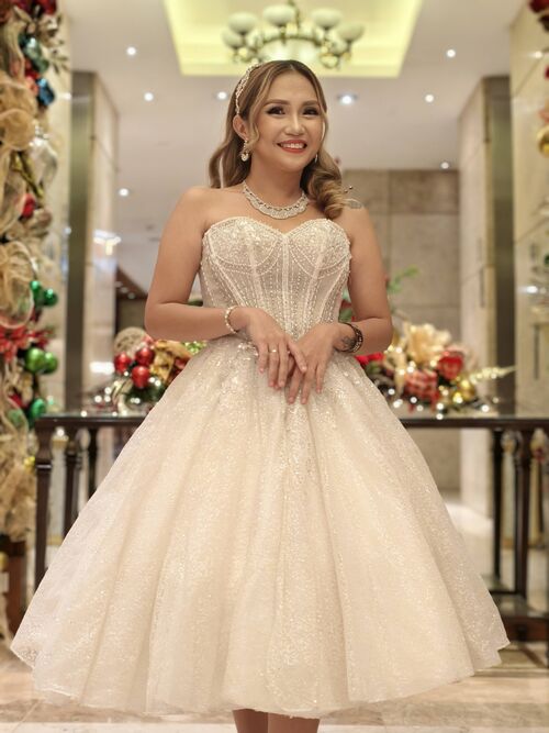Tube Glittery Cocktail Wedding Dress