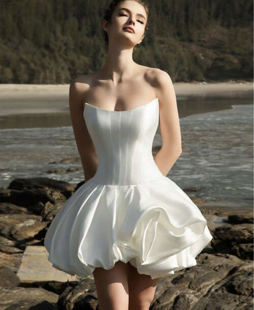 White Corset Bubble Cocktail Dress