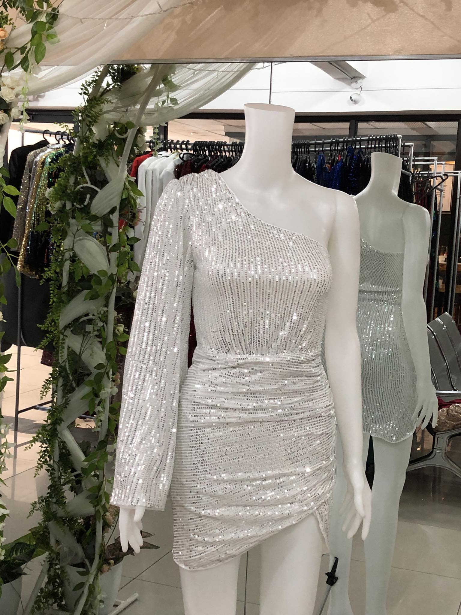 White Criss Cross Skirt One Shoulder Sleeve Cocktail Dress