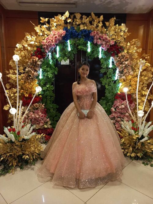 Pink Tube Glittery Tulle Ball Gown