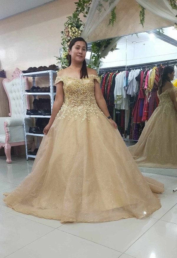 Plus Size Nude Gold Embroidered Ball Gown