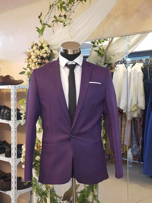 Ube Purple White Line pocket Mens Suit
