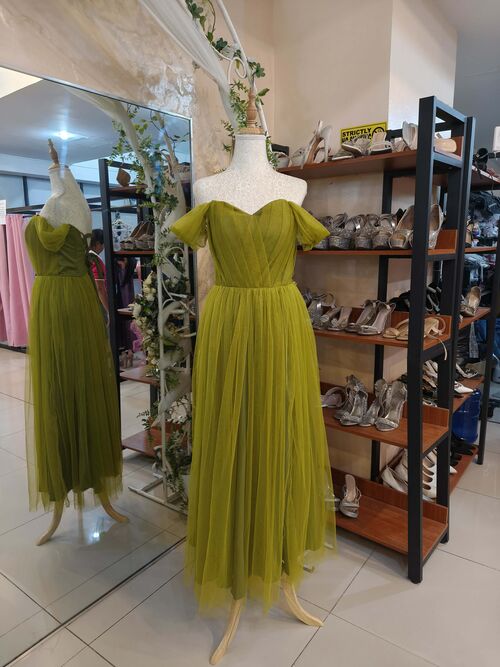 Olive Green Tulle Bridesmaid Gown ( #11 )