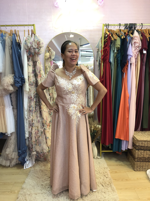 Nude Pink  Glittery Filipiniana Long Gown