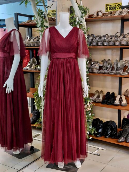 Maroon Tulle Bridesmaid Gown ( #8 )