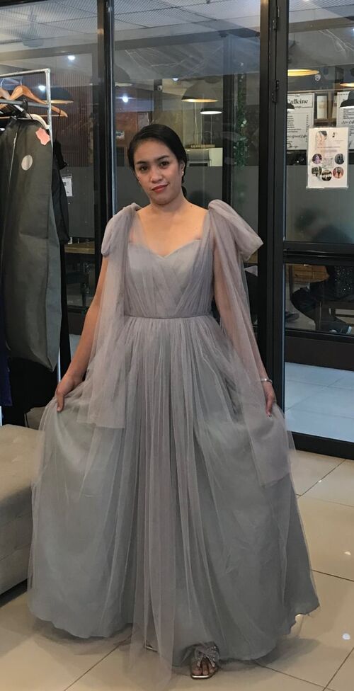 Gray Tulle Bridesmaid Gown ( #9 )