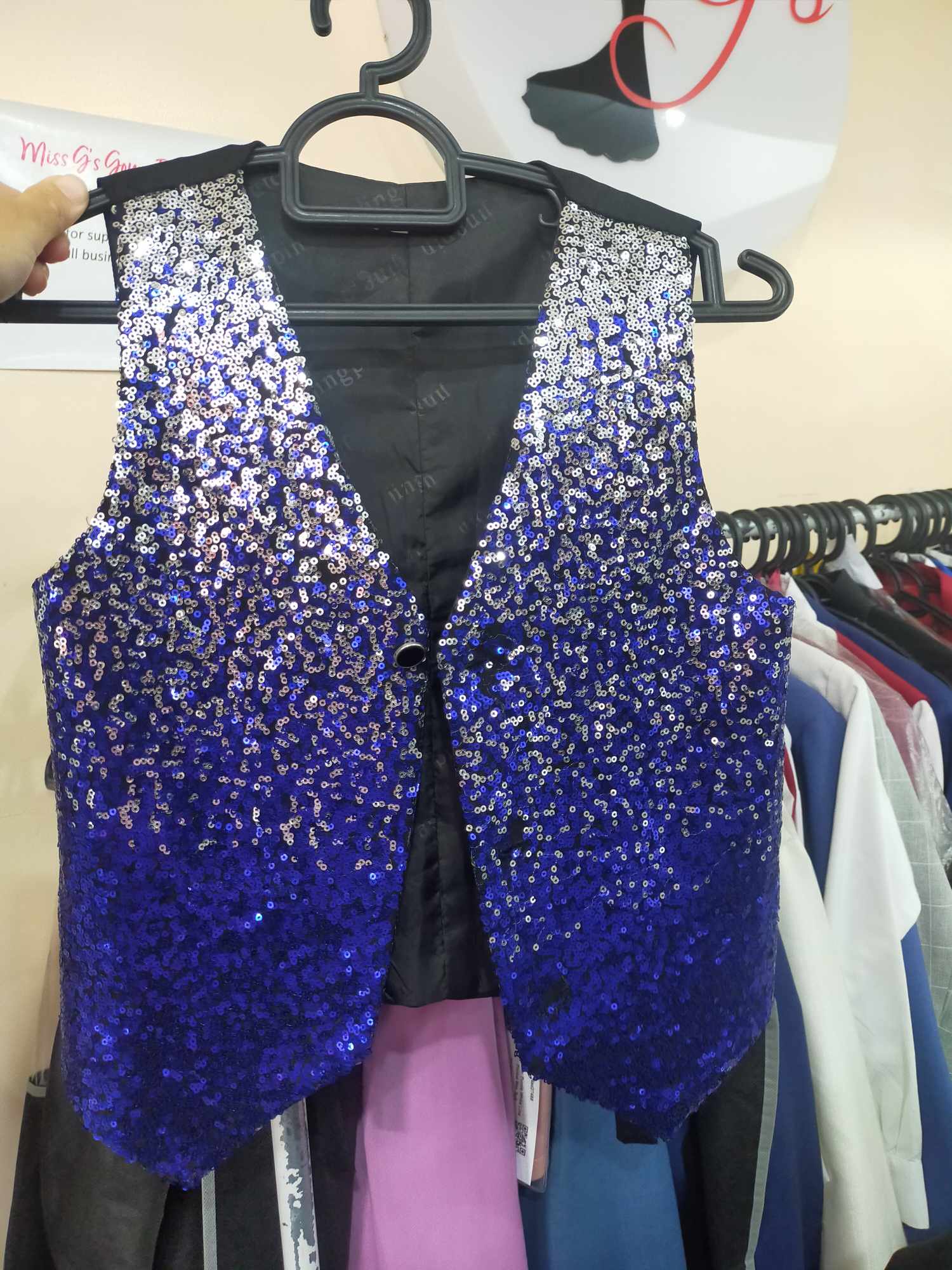 Blue Sliver glittery Sequins Vest Kids