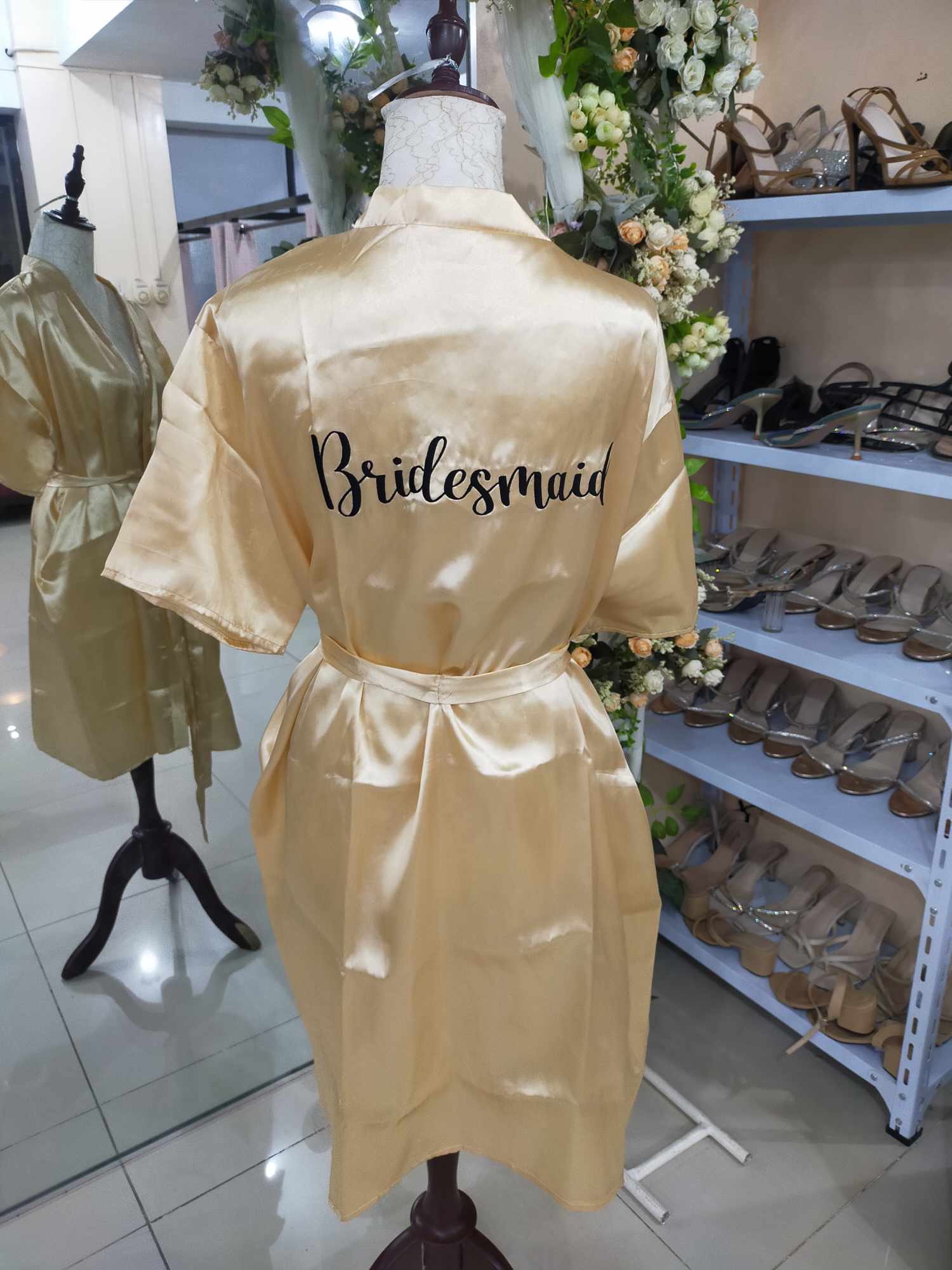 Light Nude Gold Satin Robe - Bridesmaid