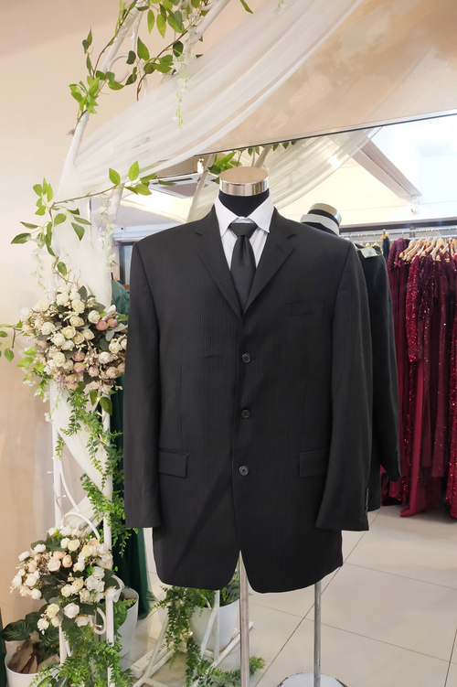 Plus Size Calvin Klein White Striped Tuxedo Mens Suit