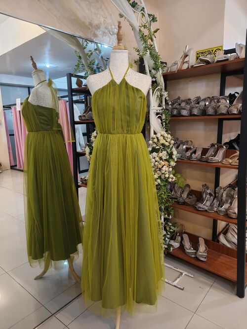 Olive Green Tulle Bridesmaid Gown ( #4 )