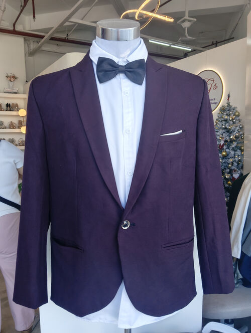 Purple Margeno with White Pocket Suit Set 