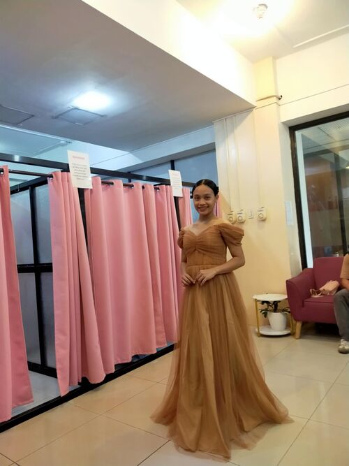 Brown Tulle Bridesmaid Gown (#1)