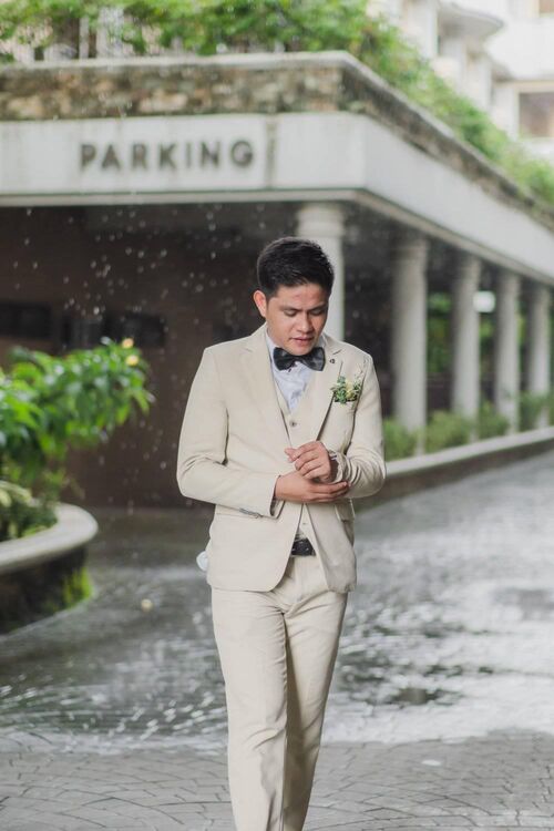 Plus Size Nude With Vest Tuxedo Groomsman Suit