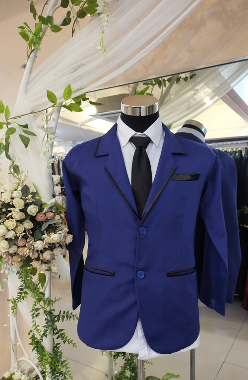 Royal Blue Black Collar - E Tuxedo Suit Set