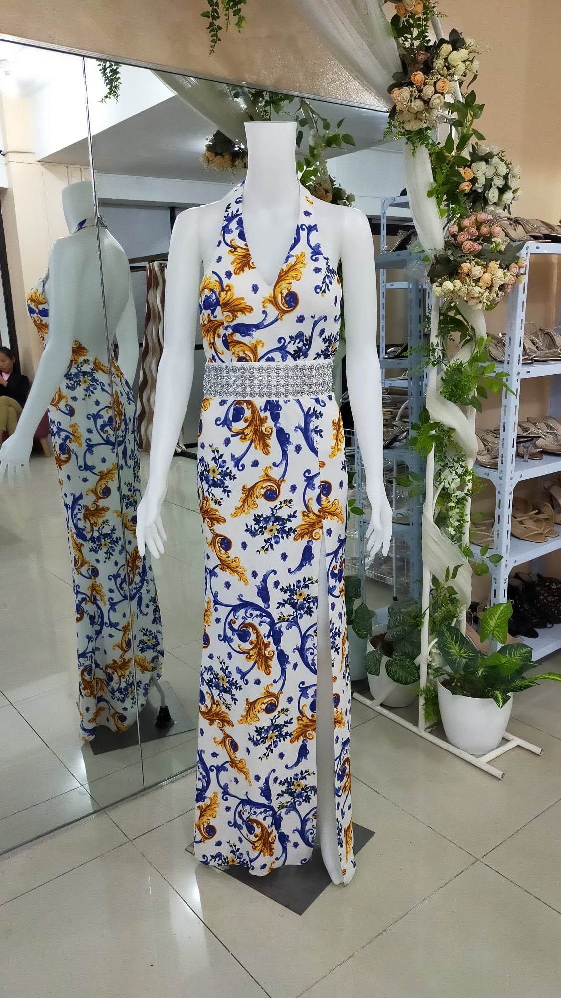 Floral Slit Long Gown
