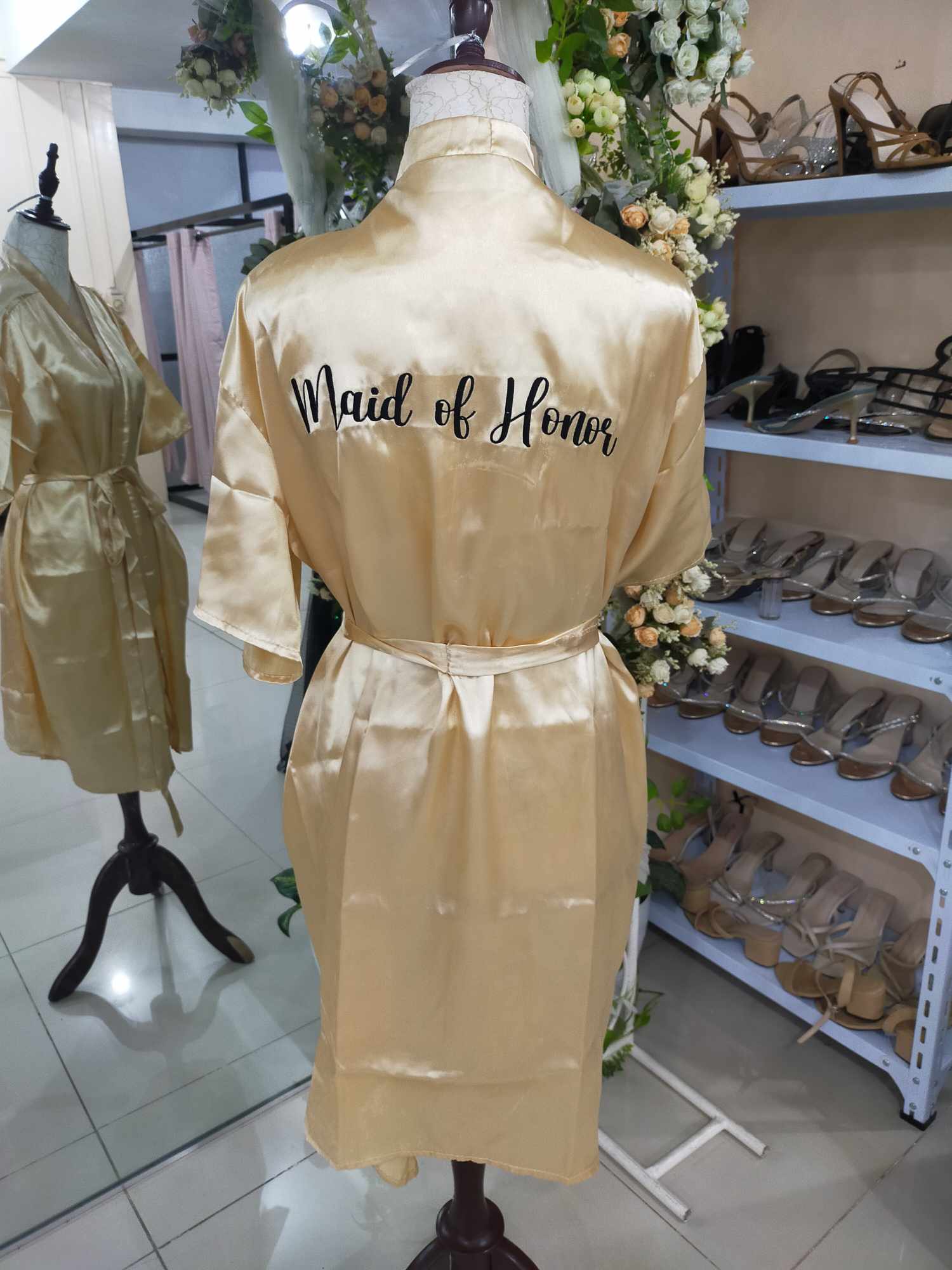 Light Nude Gold Satin Robe-MOH