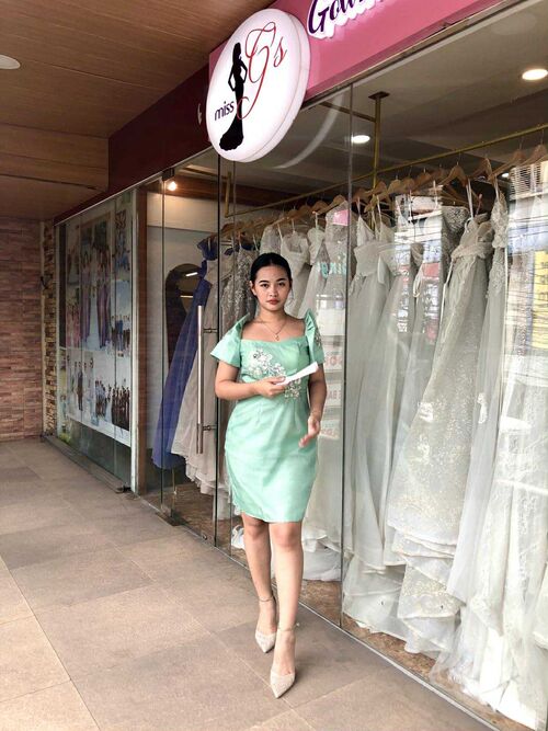 Sage Green Filipiniana Cocktail Dress