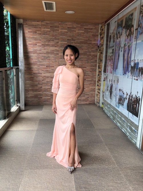Peach One Shoulder Bridesmaid Long Gown