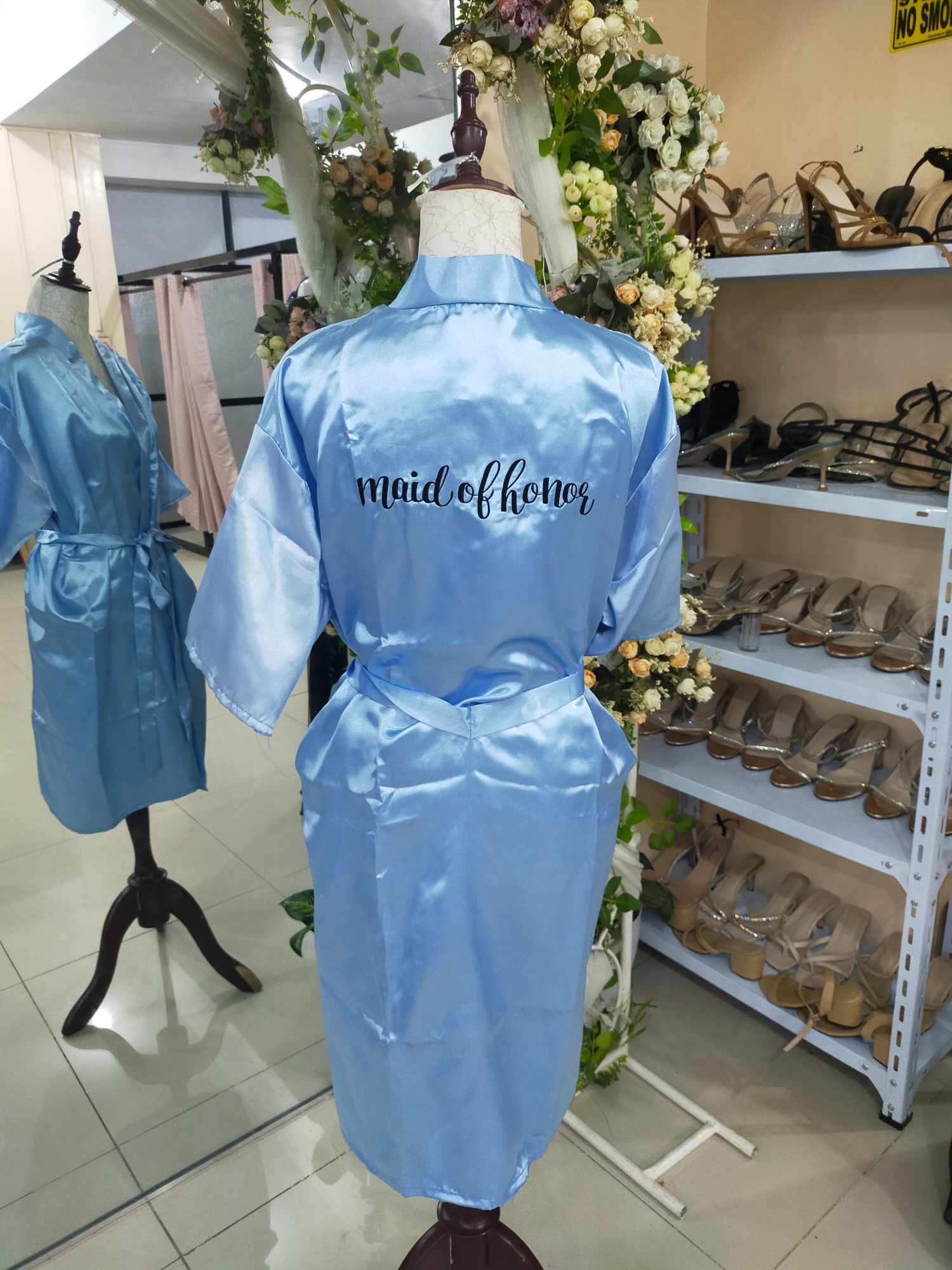 Light Blue Satin Robe - Maid Of Honor