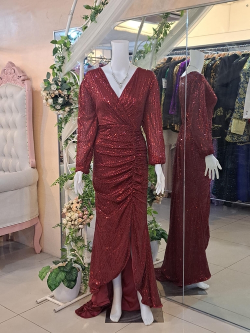Plus Size Red Ruby Luxe Draped Evening Dress