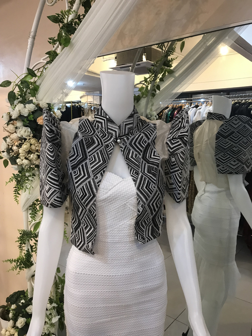 Modern Ethnic Black and White Pattern Filipiniana Bolero