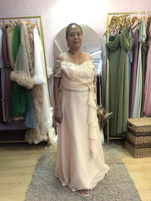 Plus Size Nude Ruffle Mother Dress