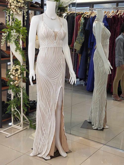 Sexy White Sequins Long Gown 