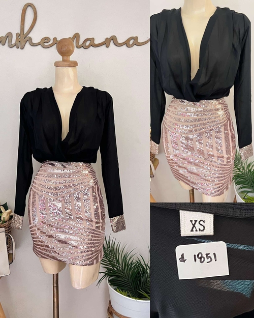 Black & Rose Gold Sequin Cocktail Dress