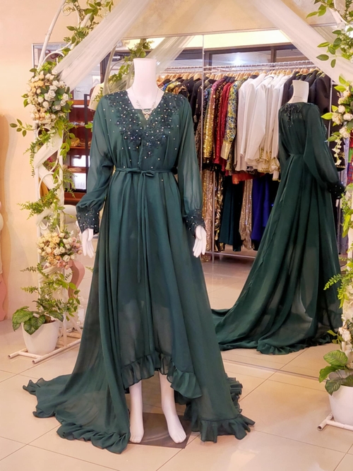 Premium Emerald Green Bridal Robe With Inner