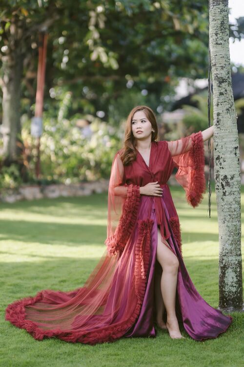 Premium Maroon Bridal Robe