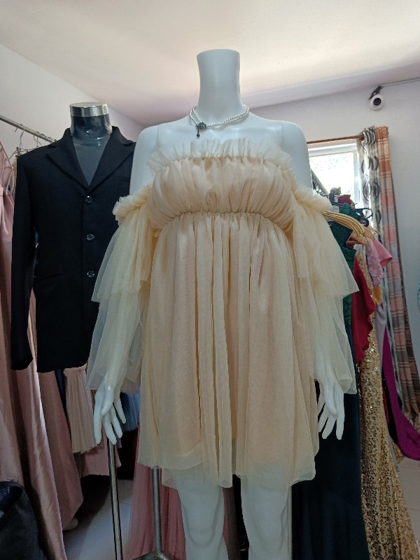 Beige Tulle Fairy Cocktail Dress