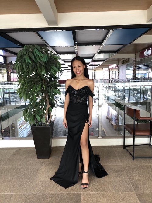 Black Embroidered Prom Dress Off Shoulder Gown 