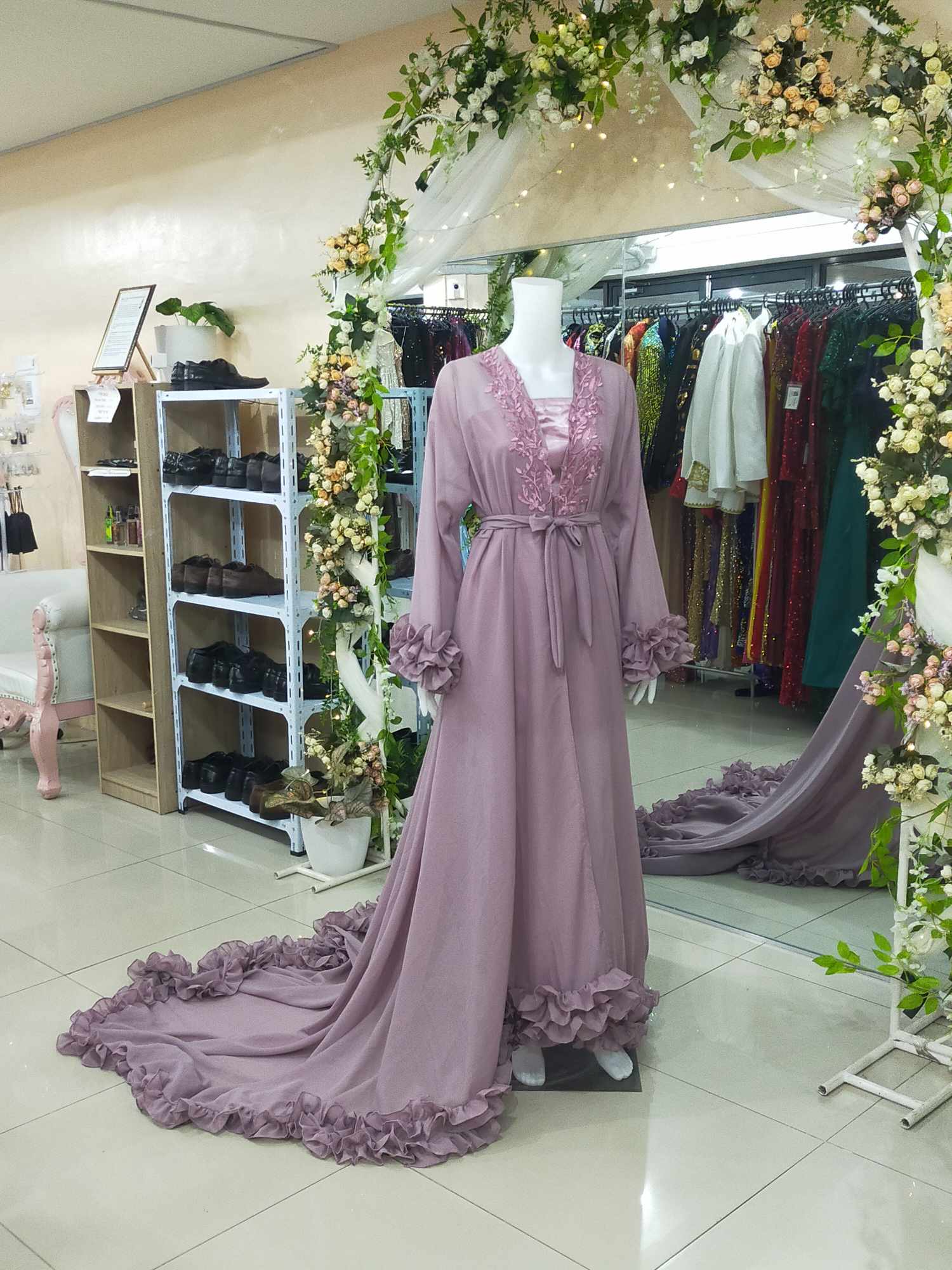 Premium Mauve Bridal Robe With Inner