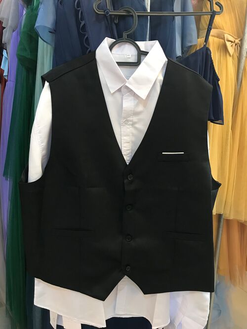 Mens Plus Size Black Vest With Pants Pair Set
