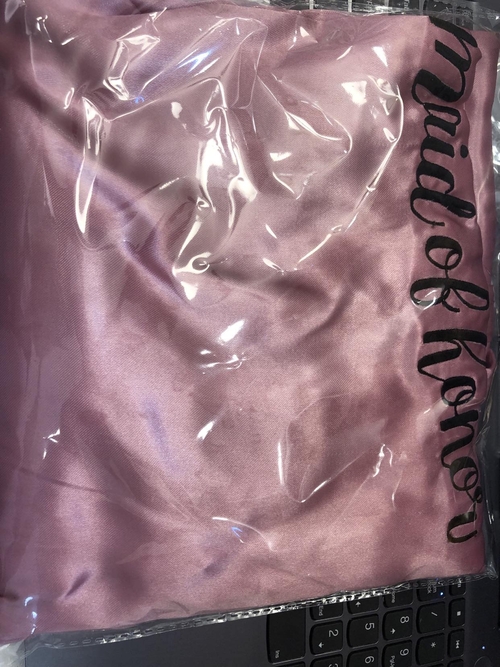 Light Old Rose Satin Robe- Maid Of Honor  (EMBROID)