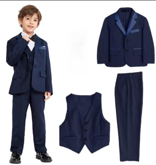Ring Bearer Navy Blue Tuxedo Suit With Vest FOR KIDS