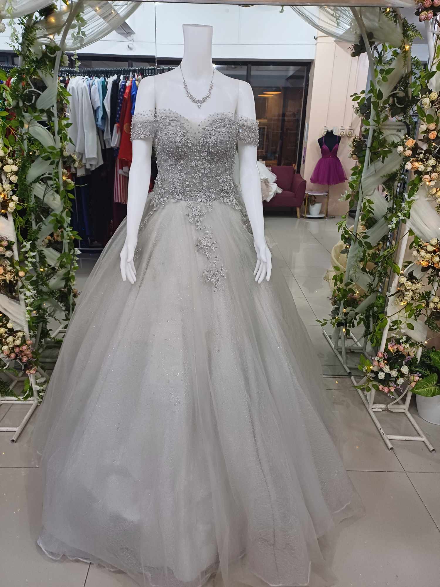 Luxurious Gray Corset Ball Gown