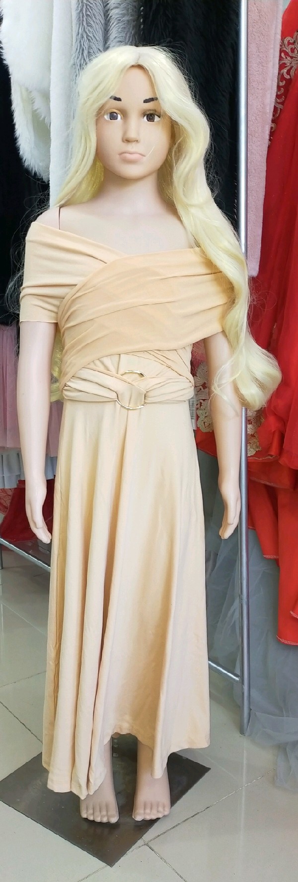 Nude Beige Infinity Dress  - Kids