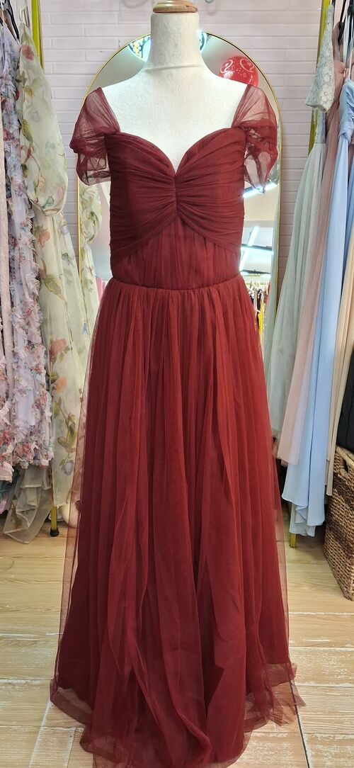 Maroon Tulle Bridesmaid Gown ( #1 )