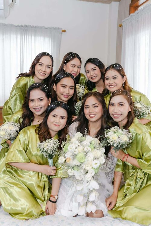 Olive Green Satin Robe ( BRIDESMAIDS )