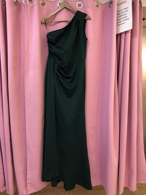 Emerald Green One Shoulder Slit Bridesmaid Long Gown