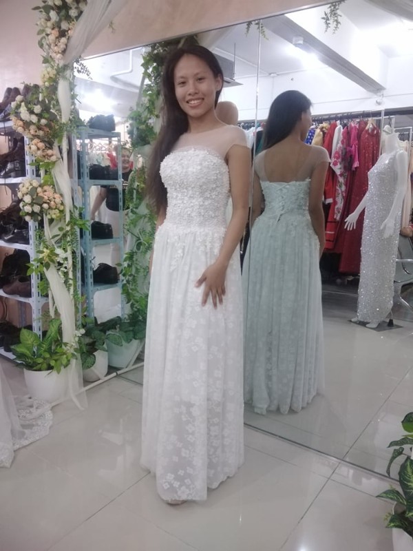 (SALE) Minimalist Sleeveless Mesh Civil Wedding Gown