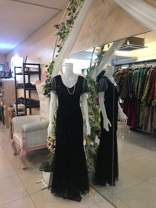 Black Sequins Glittery Tulle Gatsby Gown