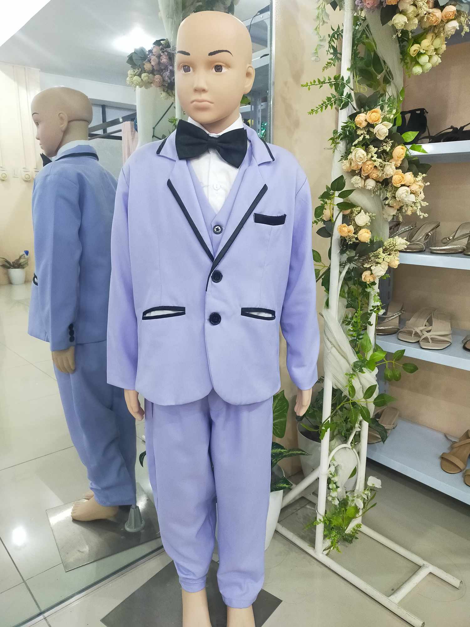 Purple With Black Lining Kids Tuxedo Suit