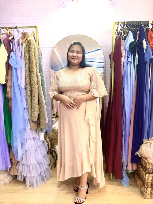 Plus Size Chiffon Hem Ruffled Mother Dress